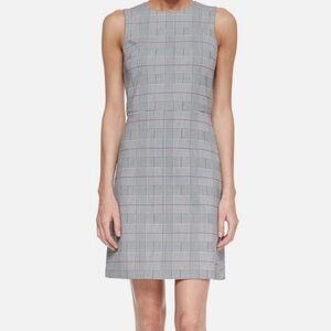Theory Check Sleeveless Cotton Stretch Dress Size 0